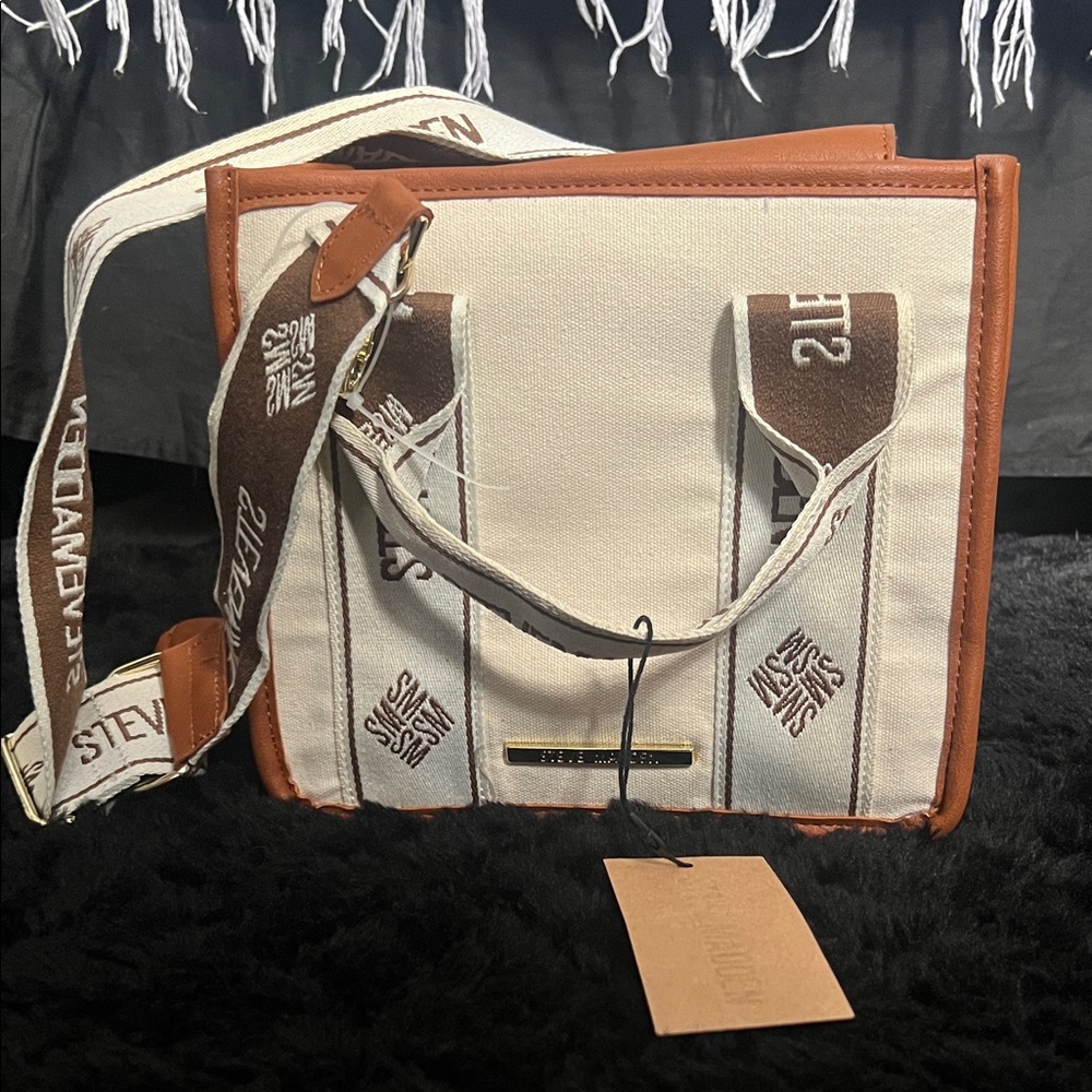 Steve Madden Cream and Brown Crossbody Bag